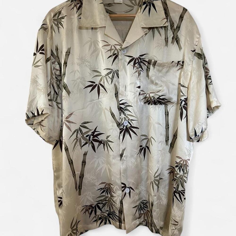 Vintage Retro Style Bamboo Print Silk Shirt